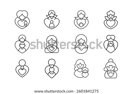 Mother's Day vector Icon Set.