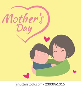 mother's day vector illustration, A mother hugging her son , Happy mother's day - Shutterstock ID 2303961315