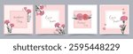 Mother's Day vector illustration template with hand painted watercolor carnations and heart elements.