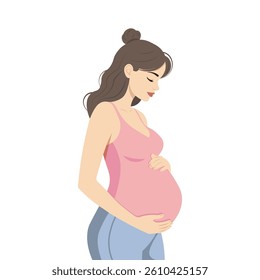 Mother's Day. Vector illustration of women with children. Pregnant mom. Beautiful template. Can be used for a banner, poster, card. isolated background
