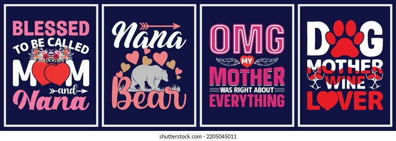 Mother's Day Vector Set, mother's day quote t-shirt bundle
