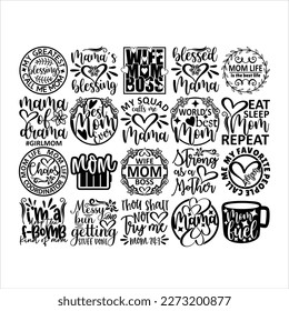 Mother's Day Vector Set, mother's day quote sticker bundle