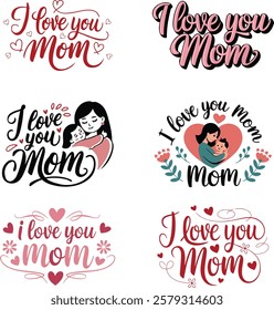 Mother's Day Vector Set, mother's day quote sticker bundle vector typography.