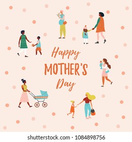 Mother's Day. Vector template with lettering design and texture. Vector illustration.