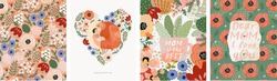 Anyák Napja. Vektor Akvarell Illusztrációk Anya, Baba, Virágok, Szívek, Minta és Szöveg. Rajzok Képeslap, Poszter Vagy Háttér