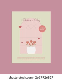 mother's day window flower in vase