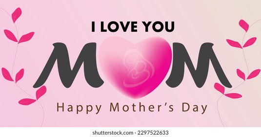 Mother's day wish to mom with love template banner free vector