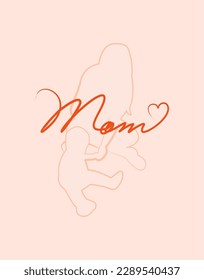 Mother's Day. A woman with a child. Silhouette of mother and child. Tenderness. Gentle mood. Mother's love. Mom's support.