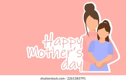 Mother's Day. Woman with girl. Happy Mother's Day. Mother with daughter. Vector illustraiton.