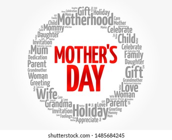 Mother's Day word cloud, care, love, family, motherhood concept