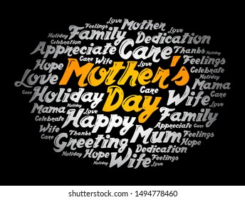 Mother's Day word cloud, care, love, family, motherhood concept