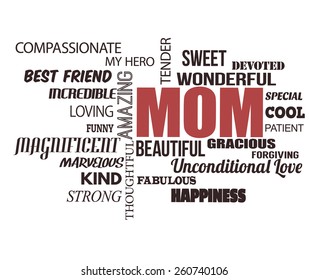 Mothers Day word cloud on white background, vector illustration