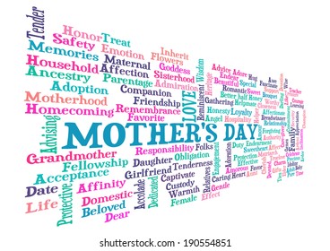 Mother's Day word cloud tag concept in vector