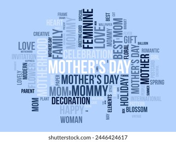 Mother's Day word cloud template. Cultural awareness concept vector background.