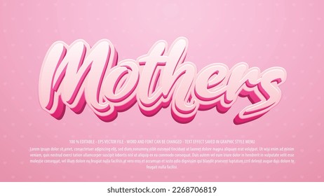 Mother's editable text effect with 3d style use for logo and business brand