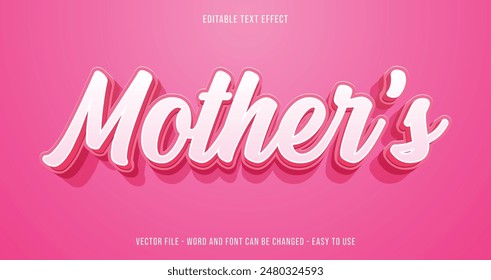 Mothers editable text effect, editable text 3d style