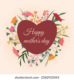 “Happy Mother's Day” floral heart design, heart with flowers, tear off, vector, illustration