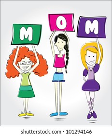 Mother's Girls.vector illustration