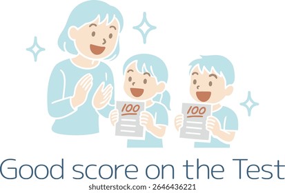 A mother's happy illustration of her child getting 100 points on a test