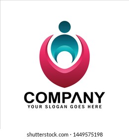 Mother's logo hugs the child, people logo, symbol of attention from parents