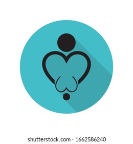 Mother's love for the child long shadow icon. Simple glyph, flat vector of arrow icons for ui and ux, website or mobile application