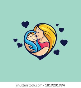 mother's love for children illustration with variant color