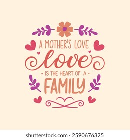 A Mother's Love is the Heart of a Family - Beautiful Typography Design