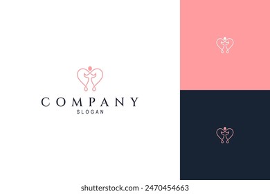 Mother's love logo, heart logo with woman inside