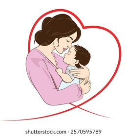 
Mother's Love Unique Vector Design