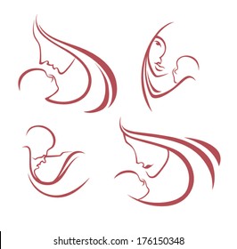 mothers love, vector collection of signs, symbols and emblems