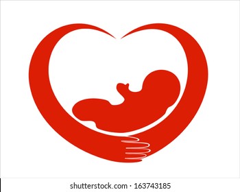 Mother's love. Vector on white background