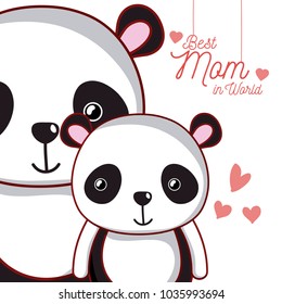 Mothers message card with animals cartoons