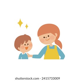 Mothers praising children, adults, cute illustration material