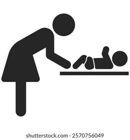 Mothers room sign. Change diaper in baby room icon, mom or dad swaddle a baby isolated on transparent background