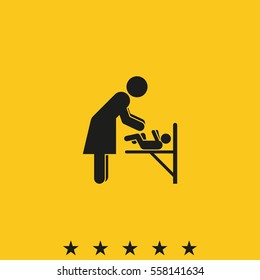 Mother's room sign. Mother swaddle baby icon.