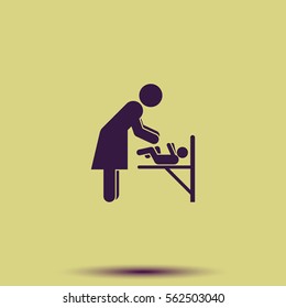 Mother's room sign. Mother swaddle baby icon.