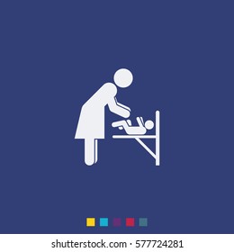 Mother's room sign. Mother swaddle baby icon.