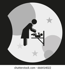 Mother's room sign. Mother swaddle baby icon.