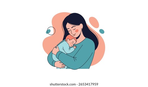 O abraço terno de uma mãe segurando seu bebê recém-nascido precioso perto sentindo puro amor e conexão