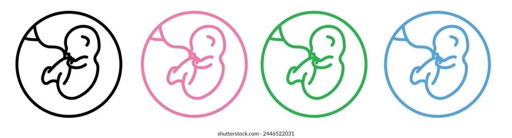 Mother's Womb Baby Embryo Icon for Pregnant Women and Motherhood Symbols
