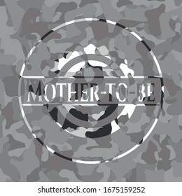 Mother-to-be grey camouflaged emblem. Vector Illustration.