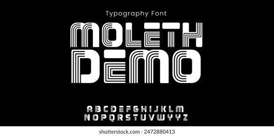 Alfabeto moderno Mothol y fuente futurista para logotipo, titular, monograma, tipografía. Vector diseño tipográfico.