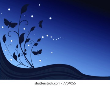 Moths and fireflies dancing in the night