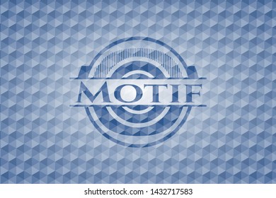 Motif blue badge with geometric pattern. Vector Illustration. Detailed.