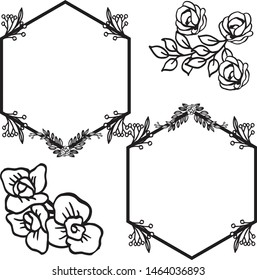 Motif for border of leaves flower frame. Vector