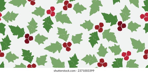 Motif Navidad étnica hecha a mano bello arte Ikat. diseño navideño de bordado folclórico, estampado de adorno de arte Ikat. rojo, colores verdes.  Holly, Gift, Mistletoe, diseño de poinsettia.