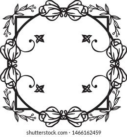 Motif decorative of flower frame, space for your text, black line art on white background. Vector