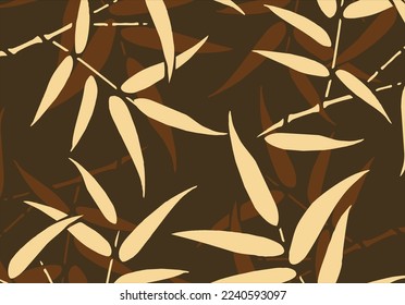 Motif desain daun bambu yang eksklusif dengan kombinasi corak motif jawa , Vector eps 10