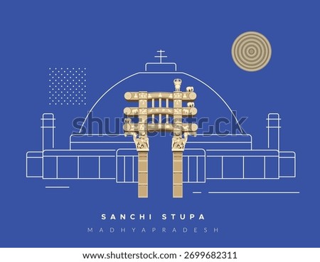Motif Elements - Sanchi Stupa  -  Buddhist Complex - Stock Illustration as EPS 10 File 