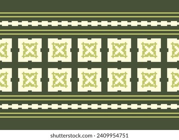 Motif Ethnic Geometric pattern. Pixel pattern. Design for clothing, fabric, background, sari, carpet, batik. Knitwear, Embroidery style. Aztec geometric art ornament print. Vector illustration
